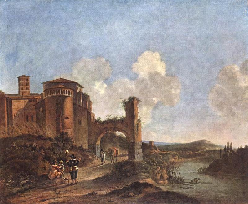 ASSELYN, Jan Italian Landscape with SS. Giovanni e Paolo in Rome Spain oil painting art